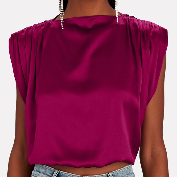 The Sei Draped Silk Crop Top - Picture 1 of 3